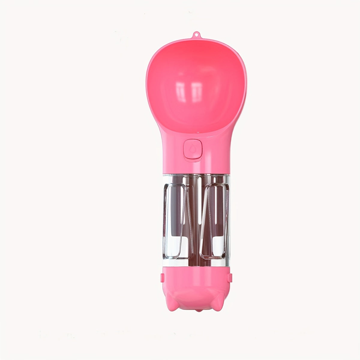 3-in-1 Portable Dog Water Bottle with Food Storage and Waste Collection pink bottle