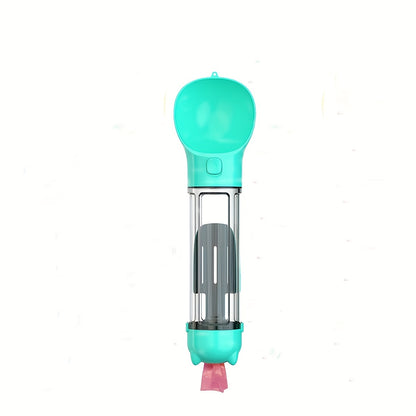  3-in-1 Portable Dog Water Bottle with Food Storage and Waste Collection front view blue color