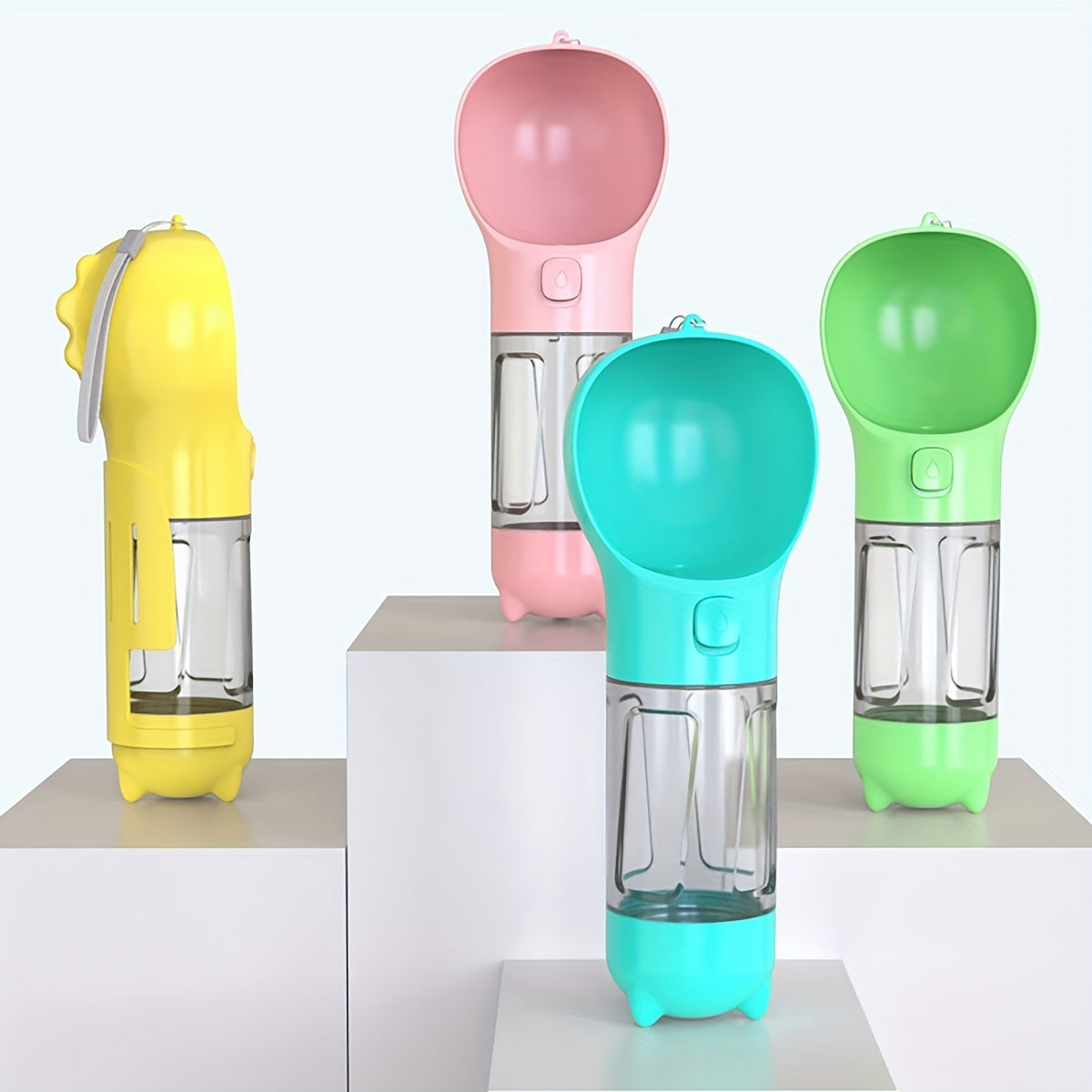  3-in-1 Portable Dog Water Bottle with Food Storage and Waste Collection display